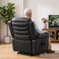 Sillón Relax Reclinable Eléctrico Levanta Personas con Masaje Vibratorio y Calor Puerto USB Control Remoto Negro