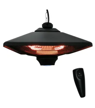Calefactor Exterior 1000/2000W Estufa Colgante de Techo Infrarrojos Radiante Halógeno con Control Remoto Luz LED para Interior y