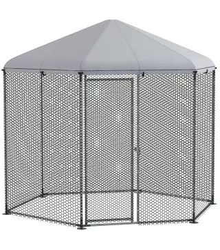 Recinto para gallinero exterior 5 m² parque con malla 2,8x2,45x2,46 m - espacio cubierto - 5/8 gallinas