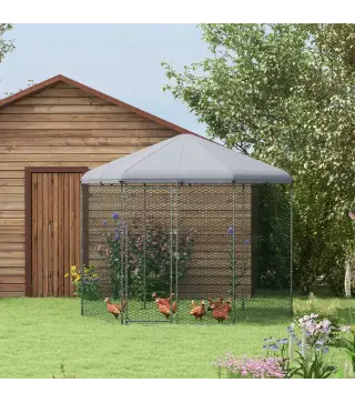 Recinto para gallinero exterior 5 m² parque con malla 2,8x2,45x2,46 m - espacio cubierto - 5/8 gallinas