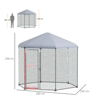 Recinto para gallinero exterior 5 m² parque con malla 2,8x2,45x2,46 m - espacio cubierto - 5/8 gallinas