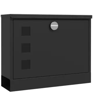 Buzón Exterior de Metal de Pared Correo Cerradura y 2 Llaves Ventanas de Vista Cierre Silencioso 36,5x11,5x29 cm Negro
