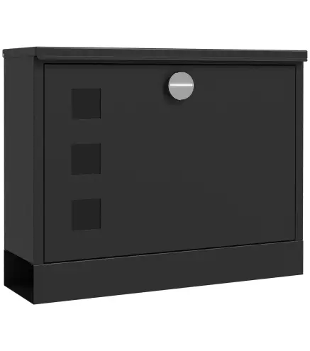 Buzón Exterior de Metal de Pared Correo Cerradura y 2 Llaves Ventanas de Vista Cierre Silencioso 36,5x11,5x29 cm Negro