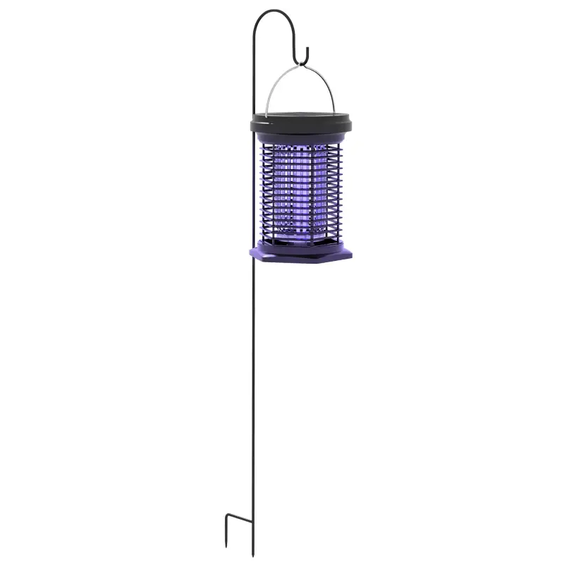 Antimosquitos Eléctrico 2 en 1 9W con Luces LED UV Recargable Solar y USB Efecto 30 m² para Jardín Terraza Patio Negro