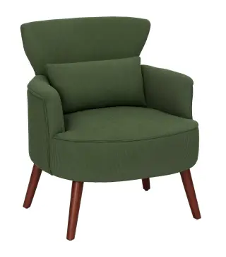 Sillón Relax Sofá Individual de Pana con Cojín Reposabrazos Patas de Madera para Dormitorio Oficina Verde