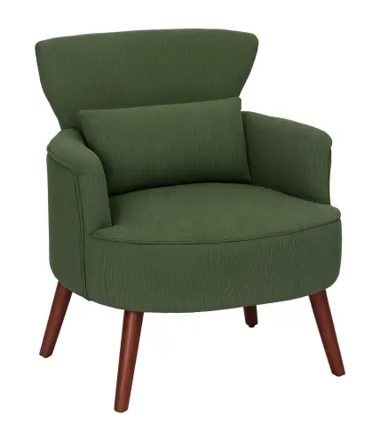 Sillón Relax Sofá Individual de Pana con Cojín Reposabrazos Patas de Madera para Dormitorio Oficina Verde