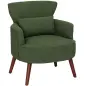 Sillón Relax Sofá Individual de Pana con Cojín Reposabrazos Patas de Madera para Dormitorio Oficina Verde