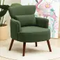 Sillón Relax Sofá Individual de Pana con Cojín Reposabrazos Patas de Madera para Dormitorio Oficina Verde
