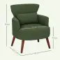 Sillón Relax Sofá Individual de Pana con Cojín Reposabrazos Patas de Madera para Dormitorio Oficina Verde