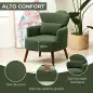 Sillón Relax Sofá Individual de Pana con Cojín Reposabrazos Patas de Madera para Dormitorio Oficina Verde