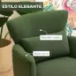 Sillón Relax Sofá Individual de Pana con Cojín Reposabrazos Patas de Madera para Dormitorio Oficina Verde