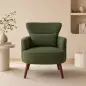 Sillón Relax Sofá Individual de Pana con Cojín Reposabrazos Patas de Madera para Dormitorio Oficina Verde