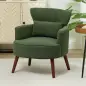 Sillón Relax Sofá Individual de Pana con Cojín Reposabrazos Patas de Madera para Dormitorio Oficina Verde