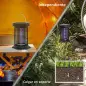 Antimosquitos Eléctrico 2 en 1 9W con Luces LED UV Recargable Solar y USB Efecto 30 m² para Jardín Terraza Patio Negro