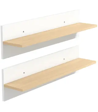 Set de 2 Estantes de Pared Flotantes de 80 cm para Sala de Estar Entrada Dormitorio Carga 3 kg Blanco y Natural