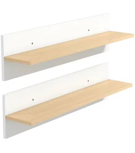 Set de 2 Estantes de Pared Flotantes de 80 cm para Sala de Estar Entrada Dormitorio Carga 3 kg Blanco y Natural