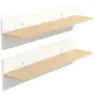 Set de 2 Estantes de Pared Flotantes de 80 cm para Sala de Estar Entrada Dormitorio Carga 3 kg Blanco y Natural