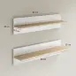 Set de 2 Estantes de Pared Flotantes de 80 cm para Sala de Estar Entrada Dormitorio Carga 3 kg Blanco y Natural