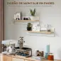 Set de 2 Estantes de Pared Flotantes de 80 cm para Sala de Estar Entrada Dormitorio Carga 3 kg Blanco y Natural