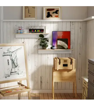 Set de 2 Estantes de Pared Flotantes de 80 cm para Sala de Estar Entrada Dormitorio Carga 3 kg Blanco y Natural