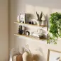 Set de 2 Estantes de Pared Flotantes de 80 cm para Sala de Estar Entrada Dormitorio Carga 3 kg Blanco y Natural