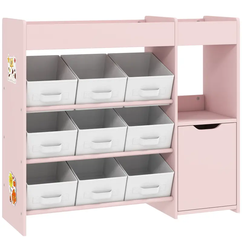 Organizador Infantil con Compartimentos 9 Cestas Extraíbles y Láminas de Pegatinas 92x30x80 cm Rosa Organizador Infantil con Compartimentos 9 Cestas Extraíbles y Láminas de Pegatinas 92x30x80 cm Rosa