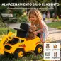 Tractor Correpasillos Juguete con Rodillo Delantero Elevable Apisonadora sin Pedales Claxon y Almacenaje Amarillo