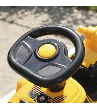 Tractor Correpasillos Juguete con Rodillo Delantero Elevable Apisonadora sin Pedales Claxon y Almacenaje Amarillo