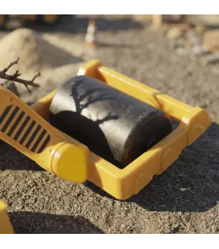 Tractor Correpasillos Juguete con Rodillo Delantero Elevable Apisonadora sin Pedales Claxon y Almacenaje Amarillo