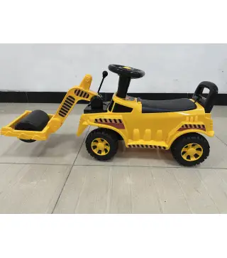 Tractor Correpasillos Juguete con Rodillo Delantero Elevable Apisonadora sin Pedales Claxon y Almacenaje Amarillo