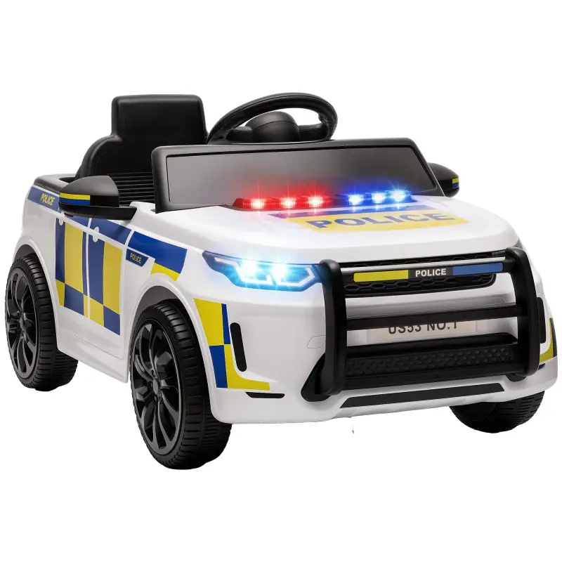 Coche Eléctrico para Niños de Policía 12V Mando a Distancia 2,4 G 2 Motores Arranque Suave Sirena Luces Música Blanco Coche Eléctrico para Niños de Policía 12V Mando a Distancia 2,4 G 2 Motores Arranque Suave Sirena Luces Música Blanco