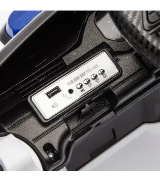 Coche Eléctrico para Niños de Policía 12V Mando a Distancia 2,4 G 2 Motores Arranque Suave Sirena Luces Música Blanco