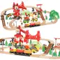 Tren de Juguete de Madera de 91 Piezas Circuito de Tren con Grúa Vías con Sonidos Vehículos Juguete para Niños 3+ Años