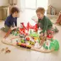 Tren de Juguete de Madera de 91 Piezas Circuito de Tren con Grúa Vías con Sonidos Vehículos Juguete para Niños 3+ Años