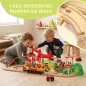 Tren de Juguete de Madera de 91 Piezas Circuito de Tren con Grúa Vías con Sonidos Vehículos Juguete para Niños 3+ Años