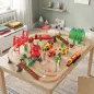 Tren de Juguete de Madera de 91 Piezas Circuito de Tren con Grúa Vías con Sonidos Vehículos Juguete para Niños 3+ Años
