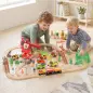 Tren de Juguete de Madera de 91 Piezas Circuito de Tren con Grúa Vías con Sonidos Vehículos Juguete para Niños 3+ Años