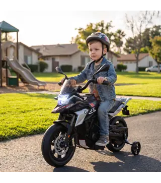 Moto Eléctrica para Niños Licencia BMW G310 GS 12V con 2 Ruedas Auxiliares Arranque Suave 3-6 km/h 3-8 Años Negro