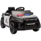 Coche Eléctrico para Niños de Policía 12V Mando a Distancia 2,4 G 2 Motores Arranque Suave Sirena Luces Música Negro