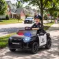 Coche Eléctrico para Niños de Policía 12V Mando a Distancia 2,4 G 2 Motores Arranque Suave Sirena Luces Música Negro