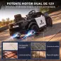 Coche Eléctrico para Niños de Policía 12V Mando a Distancia 2,4 G 2 Motores Arranque Suave Sirena Luces Música Negro
