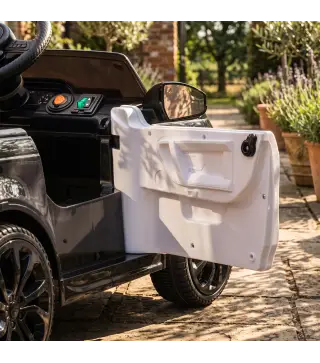Coche Eléctrico para Niños de Policía 12V Mando a Distancia 2,4 G 2 Motores Arranque Suave Sirena Luces Música Negro