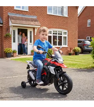 Moto Eléctrica para Niños Licencia BMW G310 GS 12V con 2 Ruedas Auxiliares Arranque Suave 3-6 km/h 3-8 Años Rojo