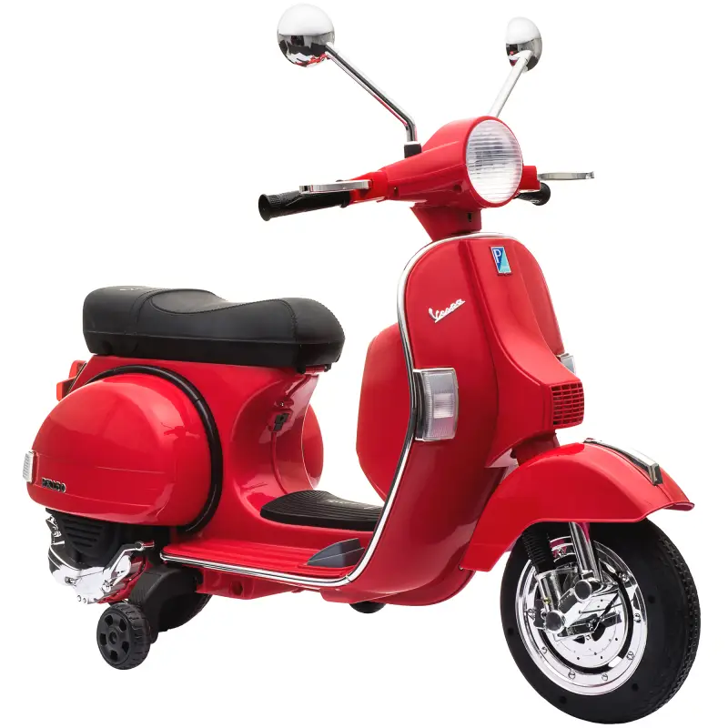 Moto Eléctrica Niños 12V Vespa PX150 Ruedas Auxiliares 2 Motores Suspensión Trasera Música Faros 3 km/h 3-6 Años Rojo Moto Eléctrica Niños 12V Vespa PX150 Ruedas Auxiliares 2 Motores Suspensión Trasera Música Faros 3 km/h 3-6 Años Rojo