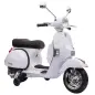 Moto Eléctrica Niños 12V Vespa PX150 Ruedas Auxiliares 2 Motores Suspensión Trasera Música Faros 3 km/h 3-6 Años Blanco