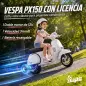 Moto Eléctrica Niños 12V Vespa PX150 Ruedas Auxiliares 2 Motores Suspensión Trasera Música Faros 3 km/h 3-6 Años Blanco