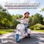 Moto Eléctrica Niños 12V Vespa PX150 Ruedas Auxiliares 2 Motores Suspensión Trasera Música Faros 3 km/h 3-6 Años Blanco