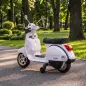 Moto Eléctrica Niños 12V Vespa PX150 Ruedas Auxiliares 2 Motores Suspensión Trasera Música Faros 3 km/h 3-6 Años Blanco