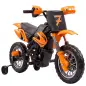 Moto Eléctrica Niños 12V 2 Ruedas Auxiliares Desmontables 2 Motores Suspensión Trasera 3 km/h 3-6 Años Naranja Moto Eléctrica Niños 12V 2 Ruedas Auxiliares Desmontables 2 Motores Suspensión Trasera 3 km/h 3-6 Años Naranja