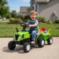 Tractor Eléctrico para Niños con Remolque Desmontable 6V Luces Música Claxon Pedal para Niños 1-3 Años 2,5 km/h Verde